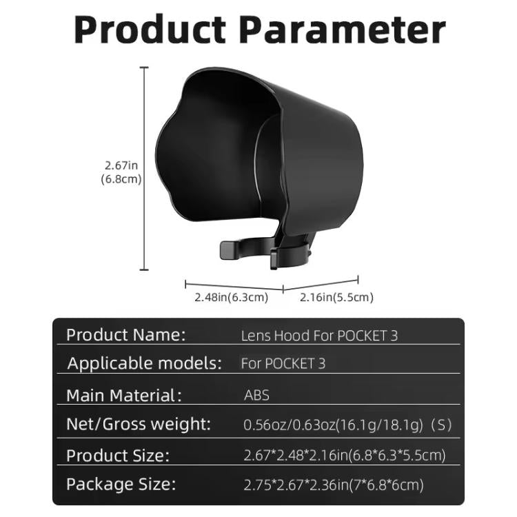 For DJI OSMO Pocket 3 BRDRC Sunshade Lens Protective Cover Hood (Black) - free shipping - PMC TechLife - Order now!