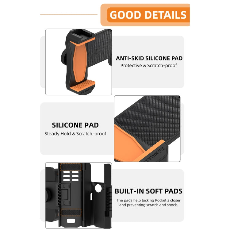 For DJI OSMO Pocket 3 Sunnylife ZJ756 Expanded Dual Phone Clamp Holder (Black) - free shipping - PMC TechLife - Order now!