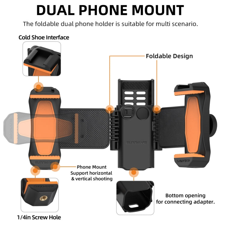 For DJI OSMO Pocket 3 Sunnylife ZJ756 Expanded Dual Phone Clamp Holder (Black) - free shipping - PMC TechLife - Order now!