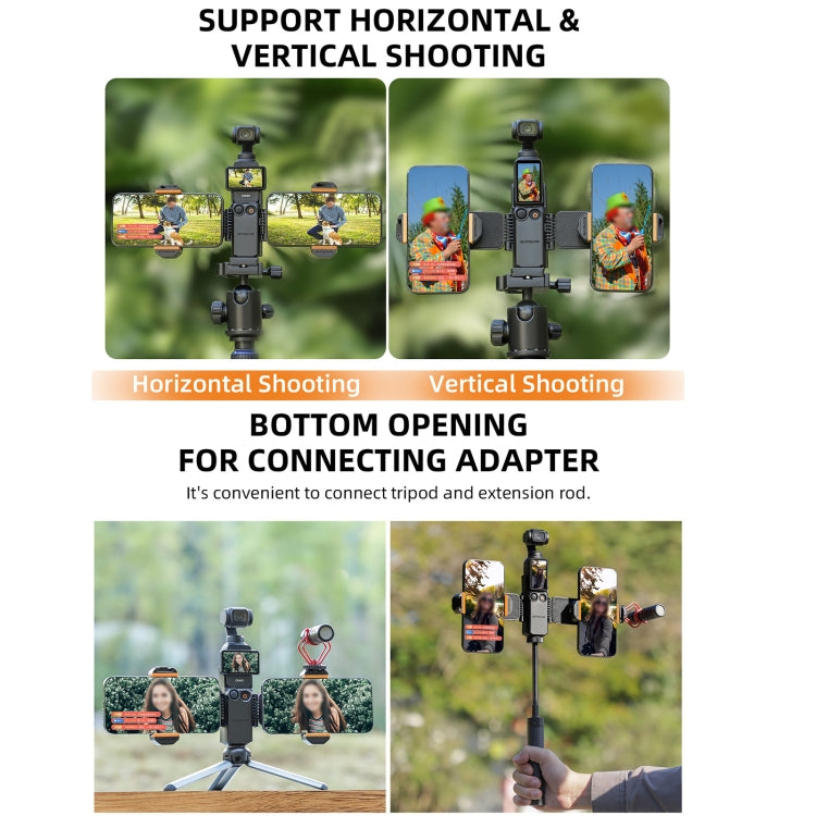 For DJI OSMO Pocket 3 Sunnylife ZJ756 Expanded Dual Phone Clamp Holder (Black) - free shipping - PMC TechLife - Order now!