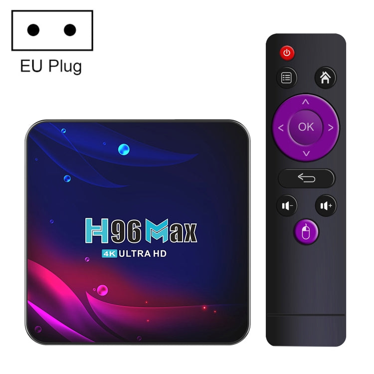H96 Max V11 4K Smart TV BOX Android 11.0 Media Player with Remote Control, RK3318 Quad-Core 64bit Cortex-A53, RAM: 4GB, ROM: 64GB, Support Dual Band WiFi, Bluetooth, Ethernet, EU Plug - RK3318 by PMC TechLife | Online Shopping South Africa | PMC TechLife | Buy Now Pay Later Mobicred