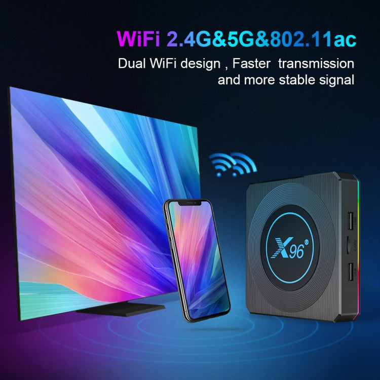 X96 X4 8K Smart TV BOX Android 11.0 Media Player with Remote Control, Amlogic S905X4 Quad Core ARM Cortex A55, RAM: 4GB, ROM: 64GB, Support 100M, Dual Band WiFi, Bluetooth, AU Plug - Amlogic S905 by PMC TechLife | Online Shopping South Africa | PMC TechLife | Buy Now Pay Later Mobicred