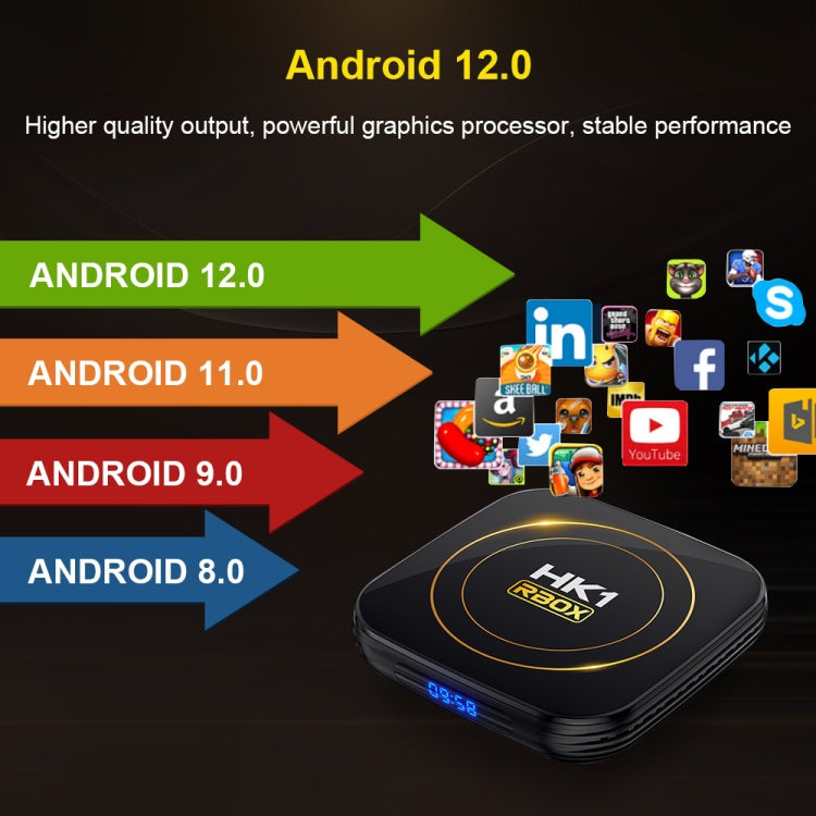 HK1 RBOX-H8S 4K Ultra HD Android 12.0 Smart TV Box with Remote Control, Allwinner H618 Quad-Core, 4GB+64GB(US Plug) - Others by PMC TechLife | Online Shopping South Africa | PMC TechLife | Buy Now Pay Later Mobicred