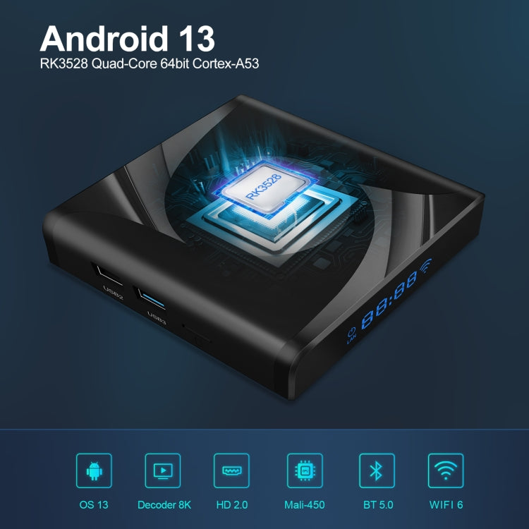 X88 Pro 13 Android 13.0 Smart TV Box with Remote Control, RK3528 Quad-Core, 4G+64GB (EU Plug) - Others by PMC TechLife | Online Shopping South Africa | PMC TechLife | Buy Now Pay Later Mobicred