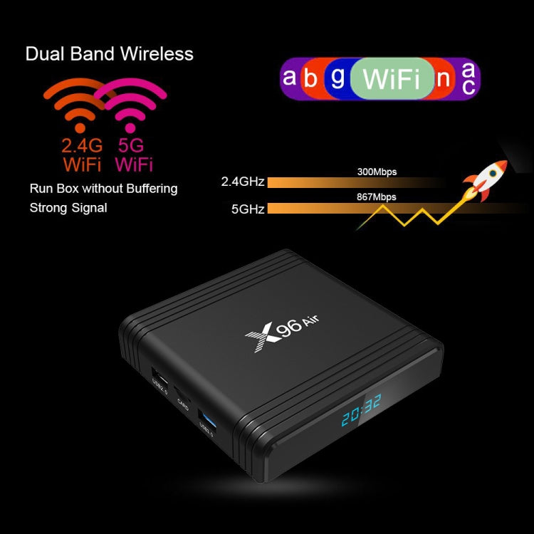 X96 Air 8K Smart TV BOX Android 9.0 Media Player with Remote Control, Quad-core Amlogic S905X3, RAM: 2GB, ROM: 16GB, Dual Band WiFi, EU Plug - Amlogic S905 by PMC TechLife | Online Shopping South Africa | PMC TechLife | Buy Now Pay Later Mobicred