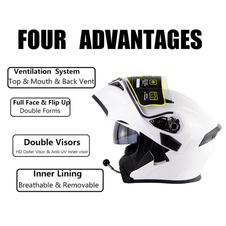 Soman 955 Skyeye Motorcycle Full / Open Face Bluetooth Helmet Headset Full Face, Supports Answer / Hang Up Calls(Pearl White) - Helmets by SOMAN | Online Shopping South Africa | PMC TechLife | Buy Now Pay Later Mobicred