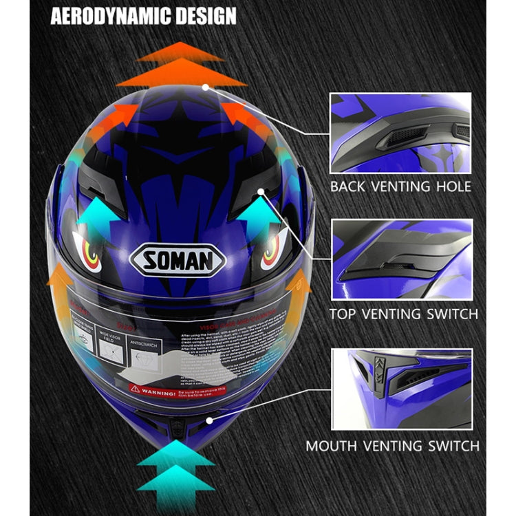 Soman 955 Skyeye Motorcycle Full / Open Face Bluetooth Helmet Headset Full Face, Supports Answer / Hang Up Calls(Black Blue) - free shipping - PMC TechLife - Order now!
