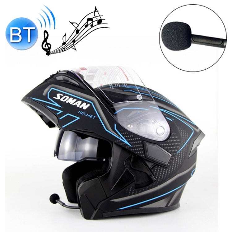 Soman 955 Skyeye Motorcycle Full / Open Face Bluetooth Helmet Headset Full Face, Supports Answer / Hang Up Calls(Black Blue) - free shipping - PMC TechLife - Order now!