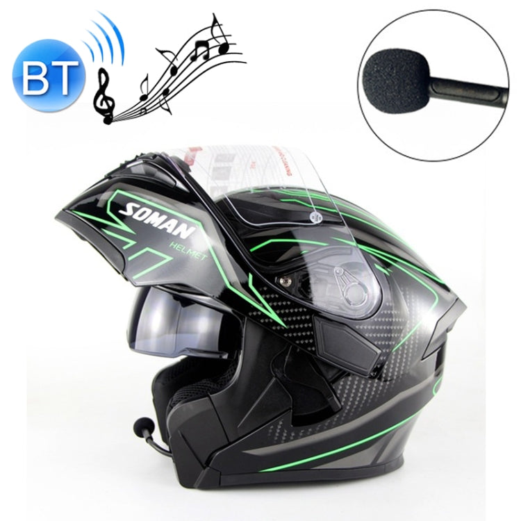 Soman 955 Skyeye Motorcycle Full / Open Face Bluetooth Helmet Headset Full Face, Supports Answer / Hang Up Calls(Black Green) - free shipping - PMC TechLife - Order now!