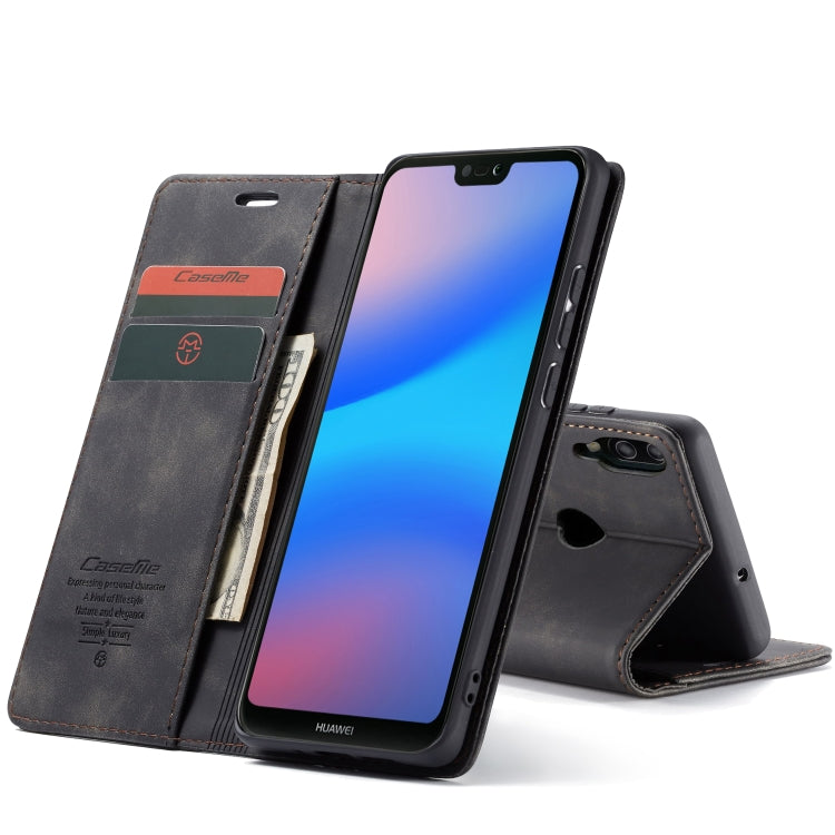 CaseMe-013 Multifunctional Horizontal Flip Leather Case with Card Slot & Holder for Huawei P20 Lite(Black) - Huawei Cases by CaseMe | Online Shopping South Africa | PMC Jewellery | Buy Now Pay Later Mobicred