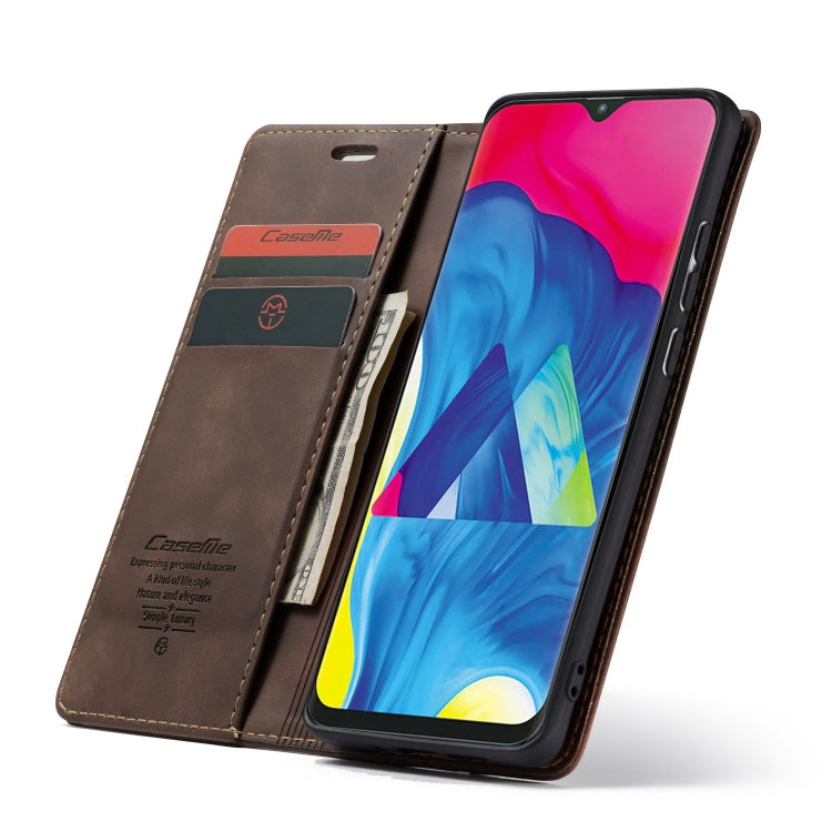 CaseMe-013 Multifunctional Horizontal Flip Leather Case with Card Slot & Holder for Galaxy M10(Coffee) - Galaxy Phone Cases by CaseMe | Online Shopping South Africa | PMC Jewellery | Buy Now Pay Later Mobicred