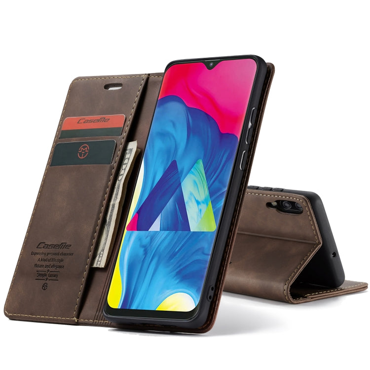CaseMe-013 Multifunctional Horizontal Flip Leather Case with Card Slot & Holder for Galaxy M10(Coffee) - Galaxy Phone Cases by CaseMe | Online Shopping South Africa | PMC Jewellery | Buy Now Pay Later Mobicred