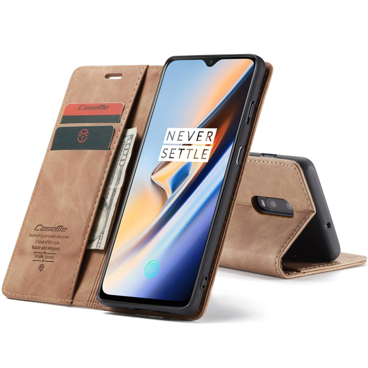 CaseMe-013 Multifunctional Horizontal Flip Leather Case with Card Slot & Holder for OnePlus 7(Brown) - free shipping - PMC Jewellery - Order now!