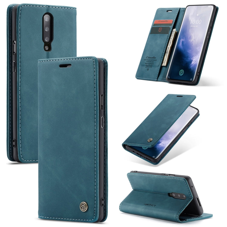 CaseMe-013 Multi-functional Retro Frosted Horizontal Flip Leather Case with Card Slot & Holder & Wallet For OnePlus 7 Pro(Blue) - free shipping - PMC Jewellery - Order now!