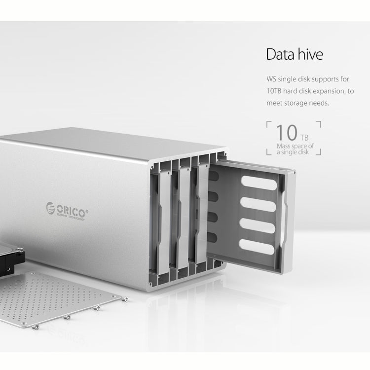 ORICO Honeycomb Series WS400U3 SATA 3.5 inch USB 3.0 4 Bays Aluminum Alloy HDD / SSD Enclosure, The Maximum Support Capacity: 40TB - HDD Enclosure by ORICO | Online Shopping South Africa | PMC TechLife | Buy Now Pay Later Mobicred