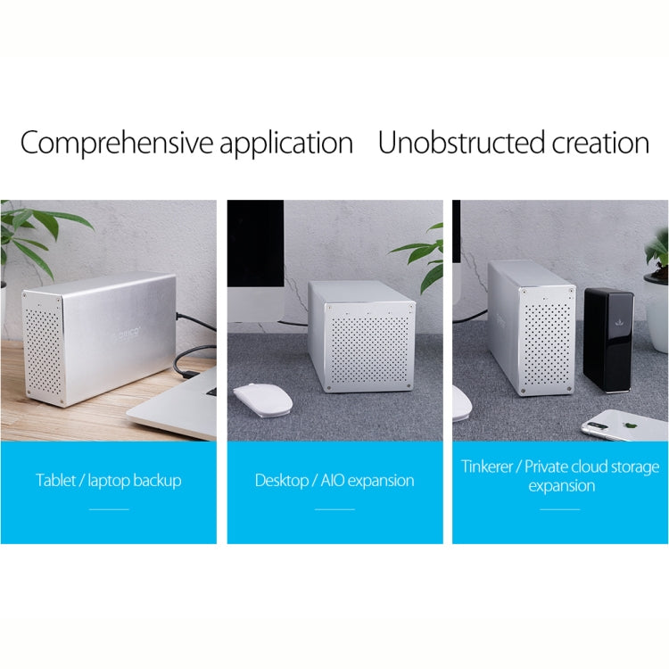 ORICO Honeycomb Series WS400U3 SATA 3.5 inch USB 3.0 4 Bays Aluminum Alloy HDD / SSD Enclosure, The Maximum Support Capacity: 40TB - HDD Enclosure by ORICO | Online Shopping South Africa | PMC TechLife | Buy Now Pay Later Mobicred