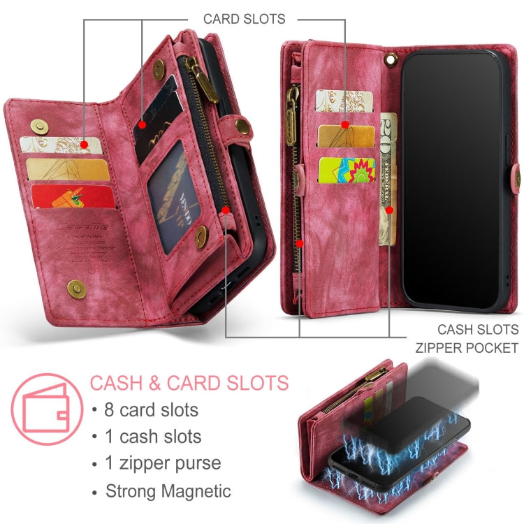 For iPhone 11 Pro CaseMe-008 Detachable Multifunctional Horizontal Flip Leather Case with Card Slot & Holder & Zipper Wallet & Photo Frame (Red) - free shipping - PMC Jewellery - Order now!