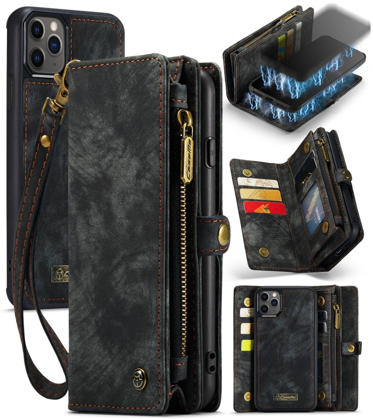 For iPhone 11 Pro Max CaseMe-008 Detachable Multifunctional Horizontal Flip Leather Case with Card Slot & Holder & Zipper Wallet & Photo Frame (Black) - free shipping - PMC Jewellery - Order now!