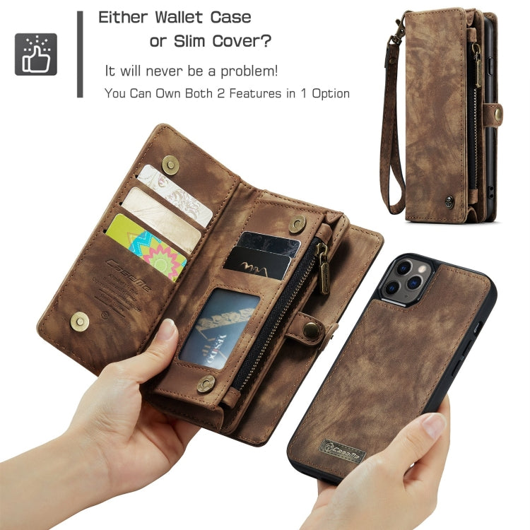 For iPhone 11 Pro Max CaseMe-008 Detachable Multifunctional Horizontal Flip Leather Case with Card Slot & Holder & Zipper Wallet & Photo Frame (Brown) - free shipping - PMC Jewellery - Order now!