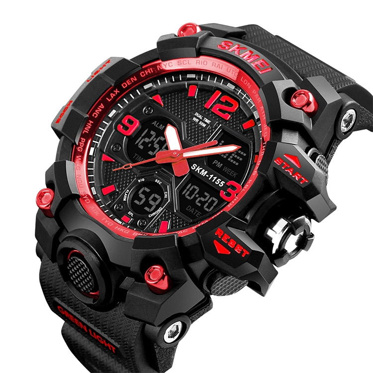 SKMEI 1155B Multifunctional Men Outdoor Sports Noctilucent Waterproof Large Dial Wrist Watch(Red) - free shipping - PMC TechLife - Order now!