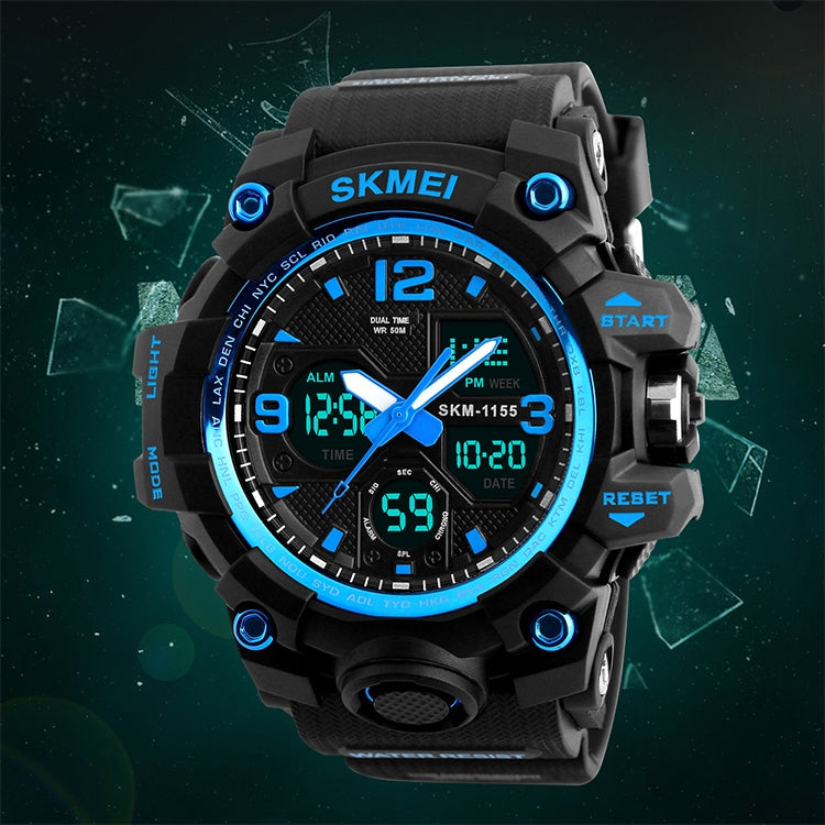 SKMEI 1155B Multifunctional Men Outdoor Sports Noctilucent Waterproof Large Dial Wrist Watch(Blue) - free shipping - PMC TechLife - Order now!