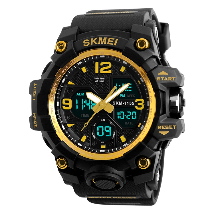 SKMEI 1155B Multifunctional Men Outdoor Sports Noctilucent Waterproof Large Dial Wrist Watch(Gold) - free shipping - PMC TechLife - Order now!