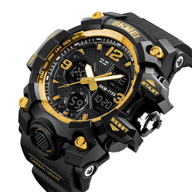 SKMEI 1155B Multifunctional Men Outdoor Sports Noctilucent Waterproof Large Dial Wrist Watch(Gold) - free shipping - PMC TechLife - Order now!