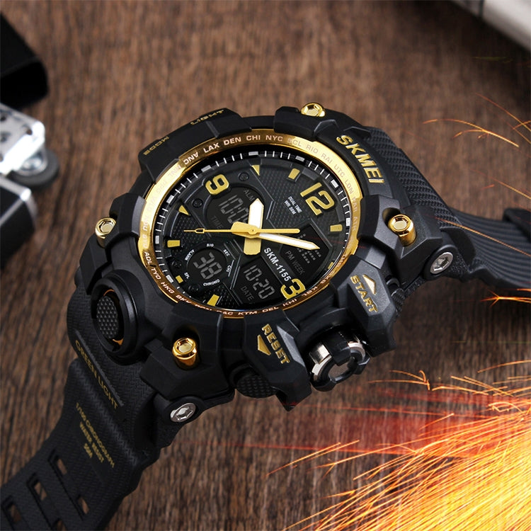 SKMEI 1155B Multifunctional Men Outdoor Sports Noctilucent Waterproof Large Dial Wrist Watch(Gold) - free shipping - PMC TechLife - Order now!