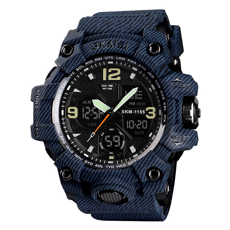 SKMEI 1155B Multifunctional Men Outdoor Sports Noctilucent Waterproof Large Dial Wrist Watch(Denim Blue) - free shipping - PMC TechLife - Order now!
