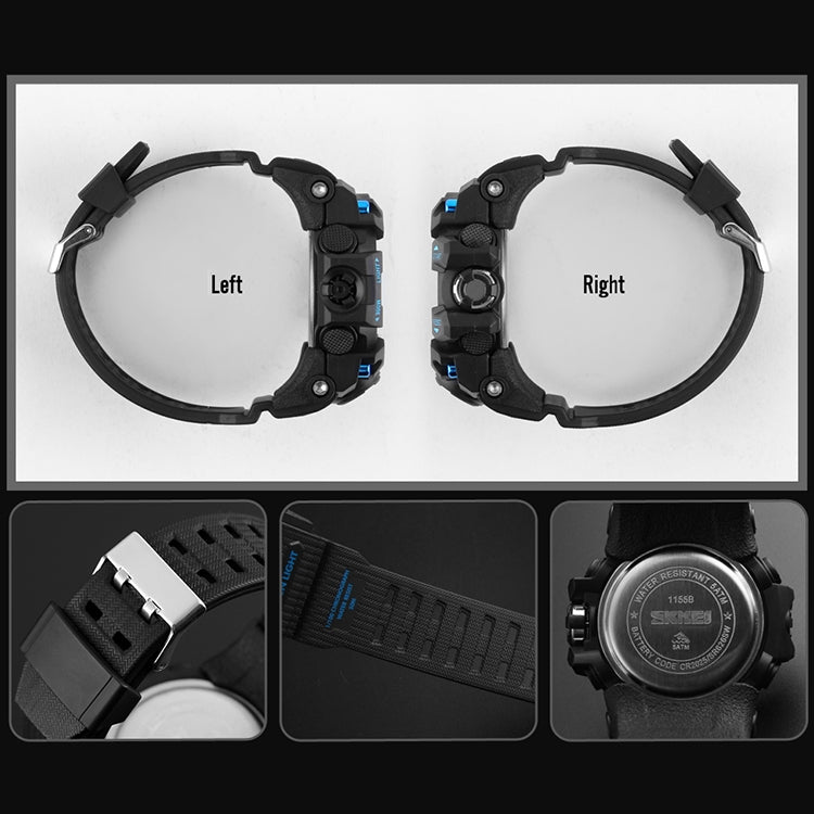 SKMEI 1155B Multifunctional Men Outdoor Sports Noctilucent Waterproof Large Dial Wrist Watch(Denim Black) - free shipping - PMC TechLife - Order now!