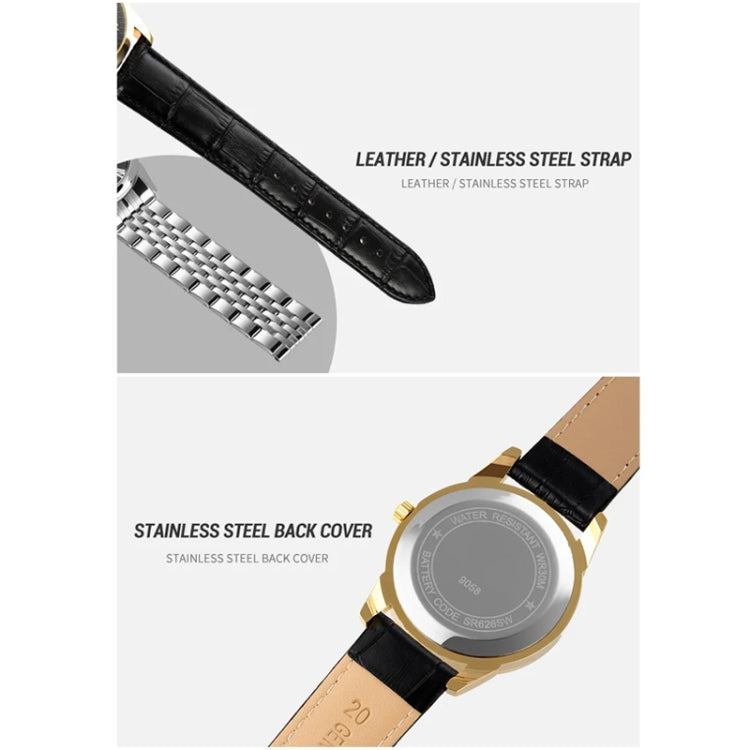 SKMEI 9058 Multifunctional Outdoor Fashion Waterproof Silver Shell Quartz Wrist Watch (Men Style Silver Face Black Strap) - free shipping - PMC TechLife - Order now!