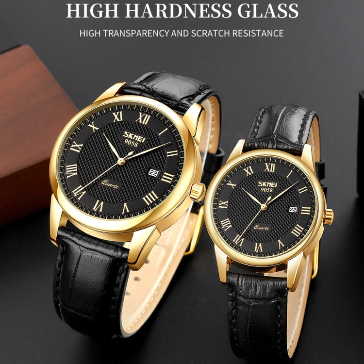 SKMEI 9058 Multifunctional Outdoor Fashion Waterproof Gold Shell Quartz Wrist Watch(Women Style Silver Face Brown Strap) - free shipping - PMC TechLife - Order now!