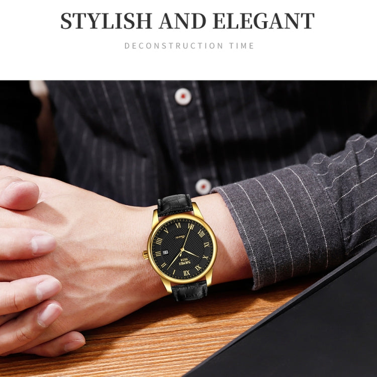 SKMEI 9058 Multifunctional Outdoor Fashion Waterproof Gold Shell Quartz Wrist Watch(Men Style Gold Face Brown Strap) - free shipping - PMC TechLife - Order now!