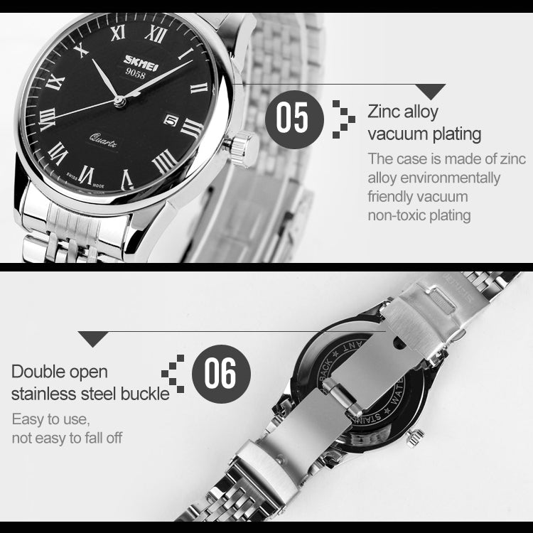 SKMEI 9058 Multifunctional Outdoor Fashion Waterproof Steel Strip Quartz Wrist Watch(Women Style White) - free shipping - PMC TechLife - Order now!