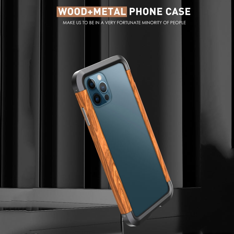 For iPhone 12 / 12 Pro R-JUST Metal + Wood Frame Protective Case - iPhone 12 / 12 Pro Cases by R-JUST | Online Shopping South Africa | PMC TechLife | Buy Now Pay Later Mobicred