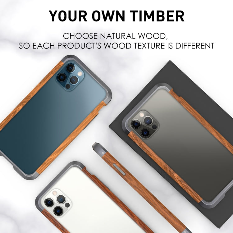 For iPhone 12 / 12 Pro R-JUST Metal + Wood Frame Protective Case - iPhone 12 / 12 Pro Cases by R-JUST | Online Shopping South Africa | PMC TechLife | Buy Now Pay Later Mobicred