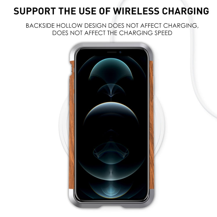 For iPhone 12 / 12 Pro R-JUST Metal + Wood Frame Protective Case - iPhone 12 / 12 Pro Cases by R-JUST | Online Shopping South Africa | PMC TechLife | Buy Now Pay Later Mobicred