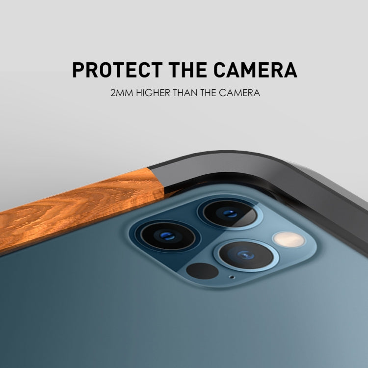 For iPhone 12 / 12 Pro R-JUST Metal + Wood Frame Protective Case - iPhone 12 / 12 Pro Cases by R-JUST | Online Shopping South Africa | PMC TechLife | Buy Now Pay Later Mobicred
