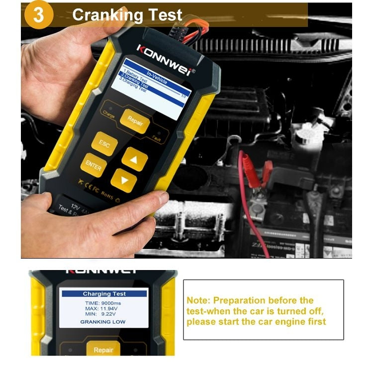 KONNWEI KW510 3 in 1 Car Battery Tester / Charger / Repairer, Support 8 Languages (EU Plug) - free shipping - PMC TechLife - Order now!
