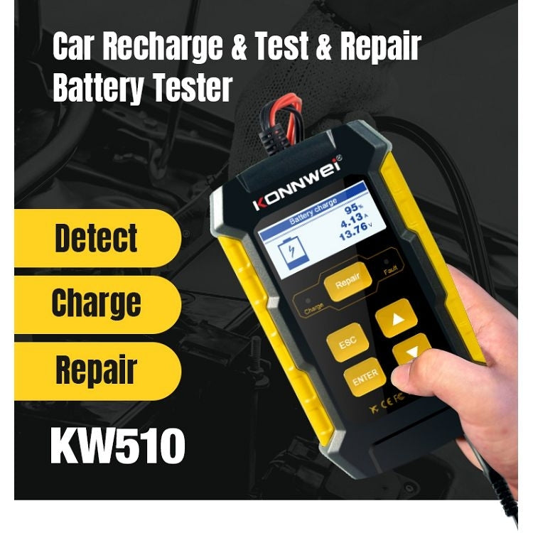 KONNWEI KW510 3 in 1 Car Battery Tester / Charger / Repairer, Support 8 Languages (EU Plug) - free shipping - PMC TechLife - Order now!