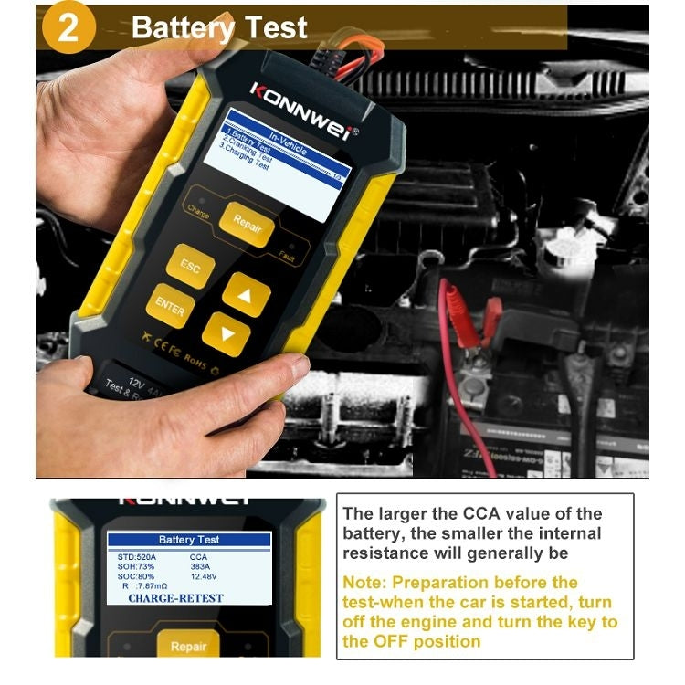 KONNWEI KW510 3 in 1 Car Battery Tester / Charger / Repairer, Support 8 Languages(US Plug) - free shipping - PMC TechLife - Order now!