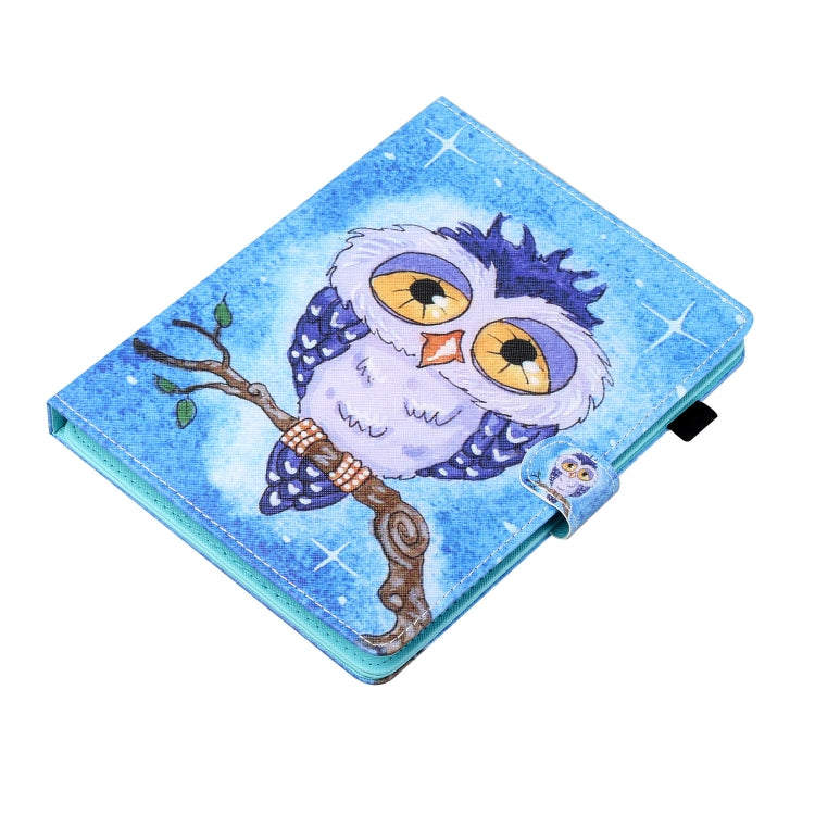 For 10 inch Tablet Universal Coloured Drawing Stitching Horizontal Flip Leather Case with Holder & Card Slot(Blue Owl) - 10 - 11 inch by PMC TechLife | Online Shopping South Africa | PMC TechLife | Buy Now Pay Later Mobicred