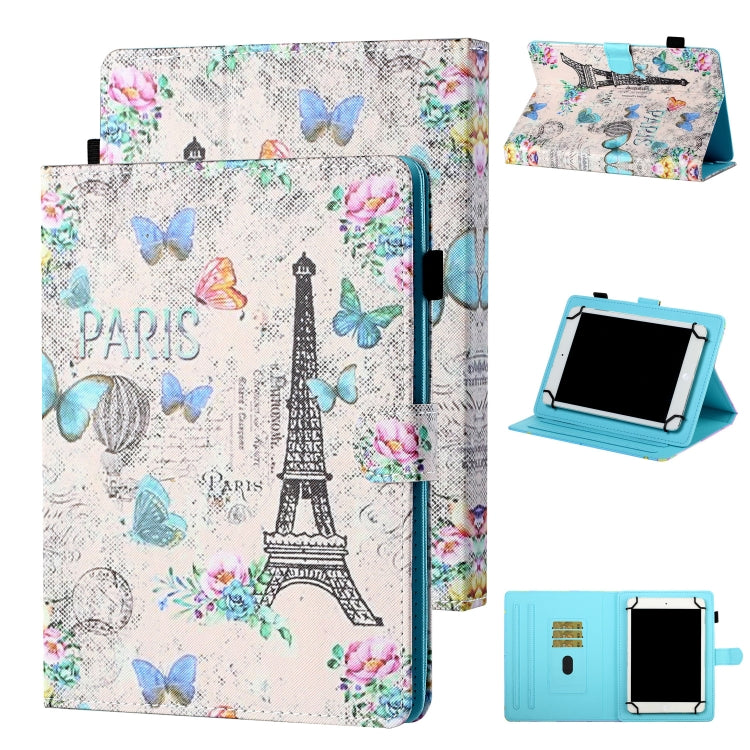 For 10 inch Tablet Universal Coloured Drawing Stitching Horizontal Flip Leather Case with Holder & Card Slot(Tower and Butterflies) - 10 - 11 inch by PMC TechLife | Online Shopping South Africa | PMC TechLife | Buy Now Pay Later Mobicred