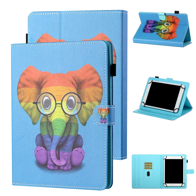 For 10 inch Tablet Universal Coloured Drawing Stitching Horizontal Flip Leather Case with Holder & Card Slot(Colorful Elephant) - 10 - 11 inch by PMC TechLife | Online Shopping South Africa | PMC TechLife | Buy Now Pay Later Mobicred