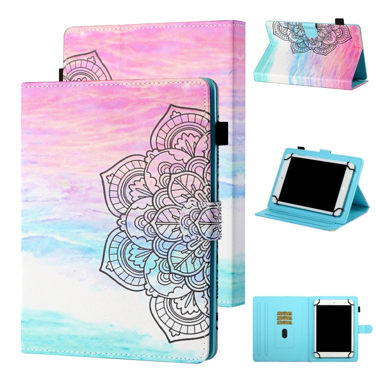 For 10 inch Tablet Universal Coloured Drawing Stitching Horizontal Flip Leather Case with Holder & Card Slot(Colorful Mandala) - 10 - 11 inch by PMC TechLife | Online Shopping South Africa | PMC TechLife | Buy Now Pay Later Mobicred