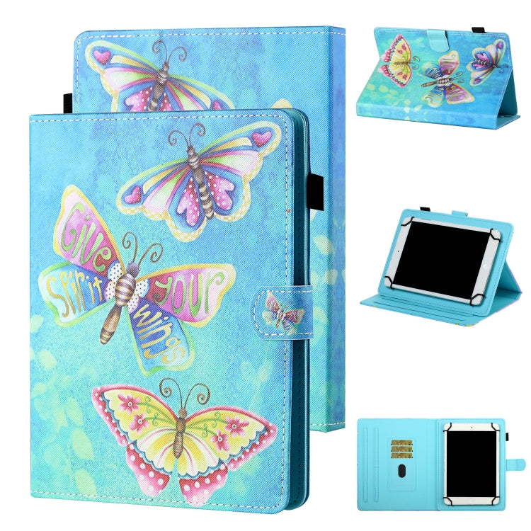 For 10 inch Tablet Universal Coloured Drawing Stitching Horizontal Flip Leather Case with Holder & Card Slot(Colorful Butterflies) - 10 - 11 inch by PMC TechLife | Online Shopping South Africa | PMC TechLife | Buy Now Pay Later Mobicred