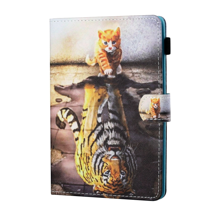 For 8 inch Tablet PC Universal Sewing Thread Horizontal Painted Flat Leather Case with Pen Cover & Anti Skid Strip & Card Slot & Holder(Cat And Tiger) - 8 inch by PMC TechLife | Online Shopping South Africa | PMC TechLife | Buy Now Pay Later Mobicred