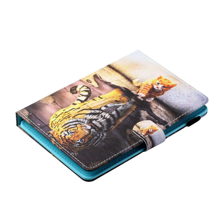 For 8 inch Tablet PC Universal Sewing Thread Horizontal Painted Flat Leather Case with Pen Cover & Anti Skid Strip & Card Slot & Holder(Cat And Tiger) - 8 inch by PMC TechLife | Online Shopping South Africa | PMC TechLife | Buy Now Pay Later Mobicred