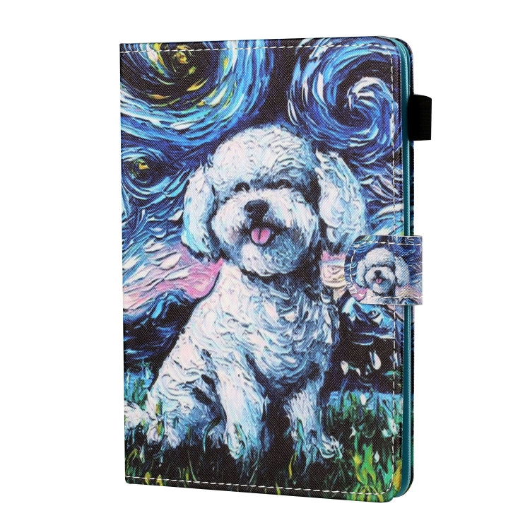 For 10 inch Tablet PC Universal Sewing Thread Horizontal Painted Flat Leather Case with Pen Cover & Anti Skid Strip & Card Slot & Holder(Oil Painting Dog) - 10 - 11 inch by PMC TechLife | Online Shopping South Africa | PMC TechLife | Buy Now Pay Later Mobicred