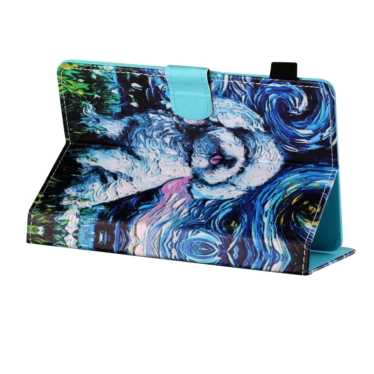 For 10 inch Tablet PC Universal Sewing Thread Horizontal Painted Flat Leather Case with Pen Cover & Anti Skid Strip & Card Slot & Holder(Oil Painting Dog) - 10 - 11 inch by PMC TechLife | Online Shopping South Africa | PMC TechLife | Buy Now Pay Later Mobicred